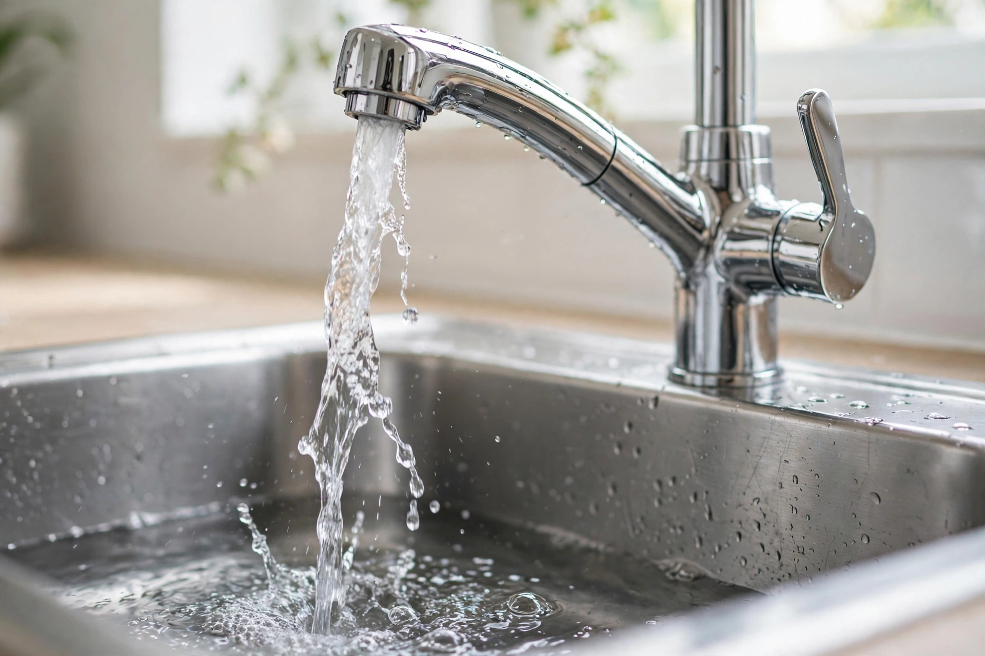 Clean modern kitchen faucet and sink